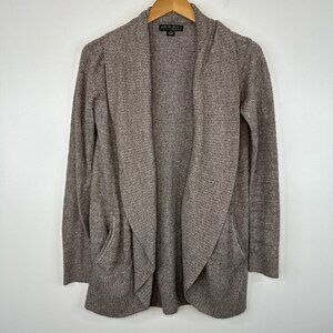Barefoot Dreams Cozy Lite Open Front Drape Cardigan Sweater Medium Taupe